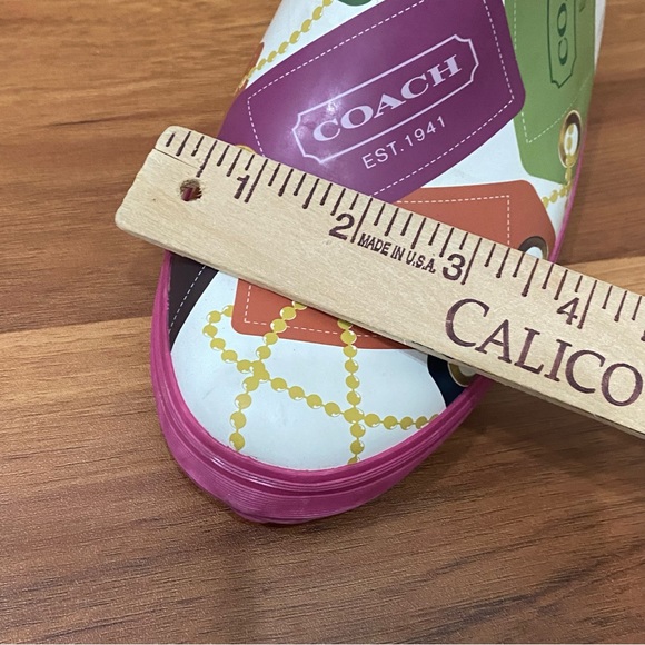 COACH F2460 Pammie Hang Tags Printed Colorful Fun Rain Boots Rubber Size 9B - Picture 9 of 16